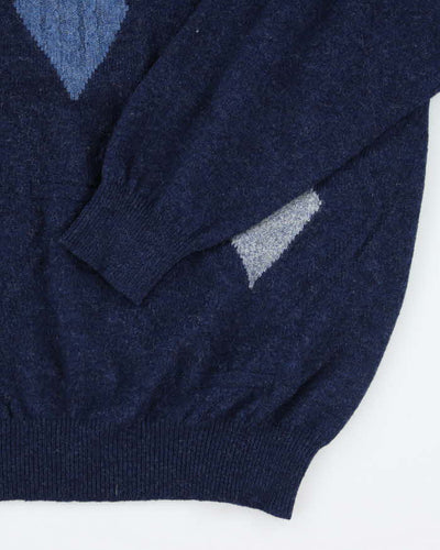 Vintage Jaeger Wool Argyle Jumper - M