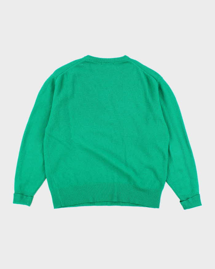 Vintage Naturalism Green V-Neck Woo Jumper - L
