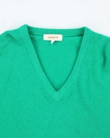 Vintage Naturalism Green V-Neck Woo Jumper - L