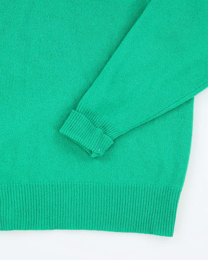 Vintage Naturalism Green V-Neck Woo Jumper - L