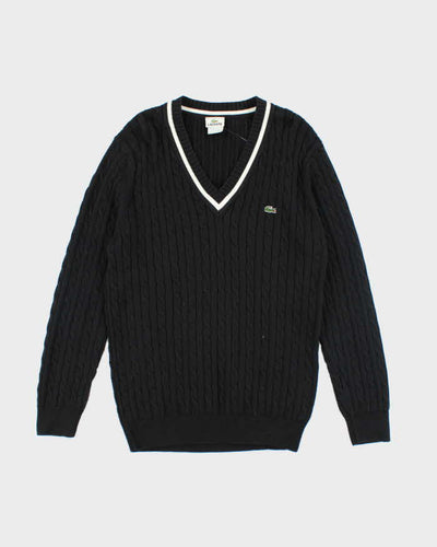 Vintage 90's Lacoste V-Neck Cable Knit Jumper - L