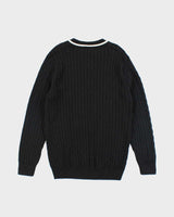Vintage 90's Lacoste V-Neck Cable Knit Jumper - L