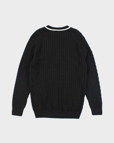 Vintage 90's Lacoste V-Neck Cable Knit Jumper - L