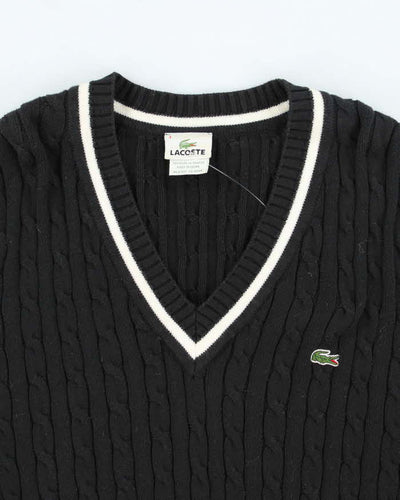 Vintage 90's Lacoste V-Neck Cable Knit Jumper - L