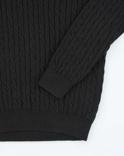 Vintage 90's Lacoste V-Neck Cable Knit Jumper - L