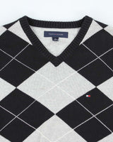 Vintage Tommy Hilfiger V-Neck Patterned Knit Jumper - M