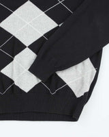 Vintage Tommy Hilfiger V-Neck Patterned Knit Jumper - M