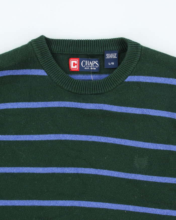 Vintage Chaps Striped Chunky Knit Jumper - L