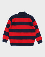 Vintage Ralph Lauren Quarter Zip Striped Knit Jumper - L