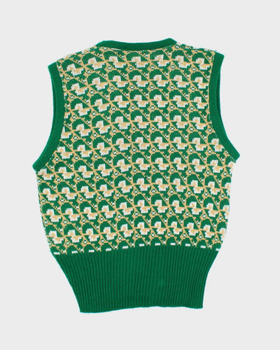 Vintage 70's Sears Patterned Tank Vest Knit Jumper - M