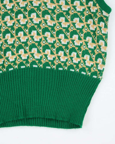 Vintage 70's Sears Patterned Tank Vest Knit Jumper - M