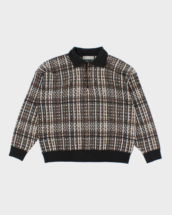 Vintage Attimo Chunky Quarter Button Knit Jumper - L