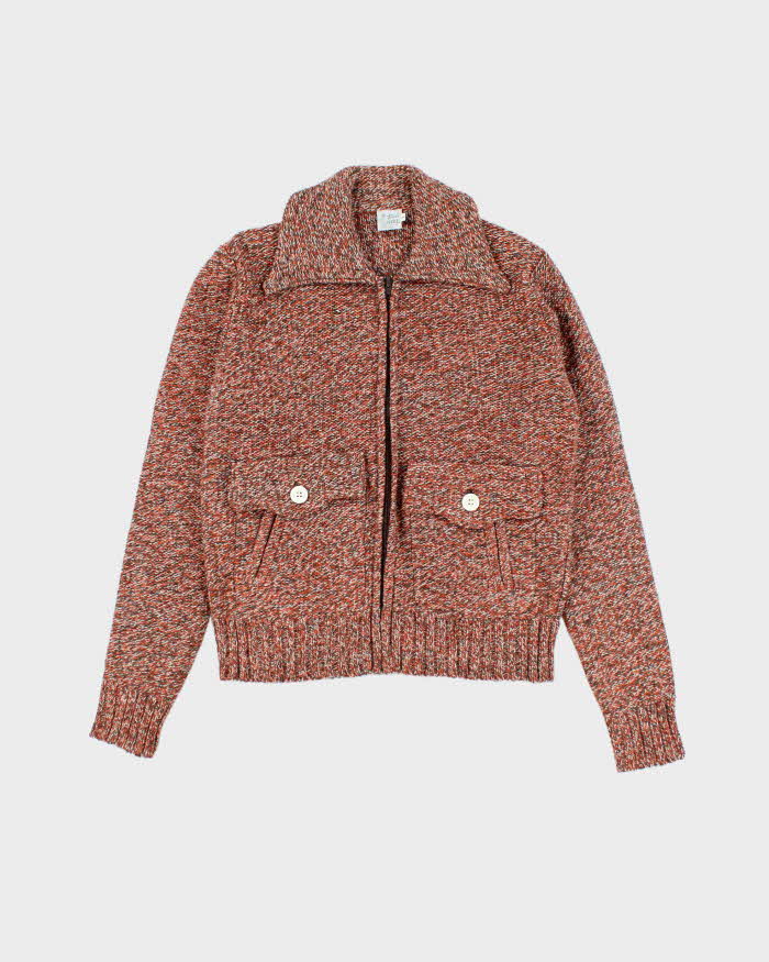Vintage 70s Tricot De Luxe Wool Blend Knit Zip-Up - M