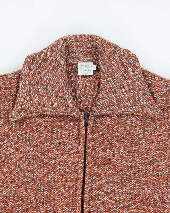 Vintage 70s Tricot De Luxe Wool Blend Knit Zip-Up - M