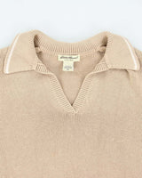 Vintage 90's Eddie Bauer Oversized V-Neck Collared Knit Jumper - XXL