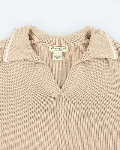 Vintage 90's Eddie Bauer Oversized V-Neck Collared Knit Jumper - XXL