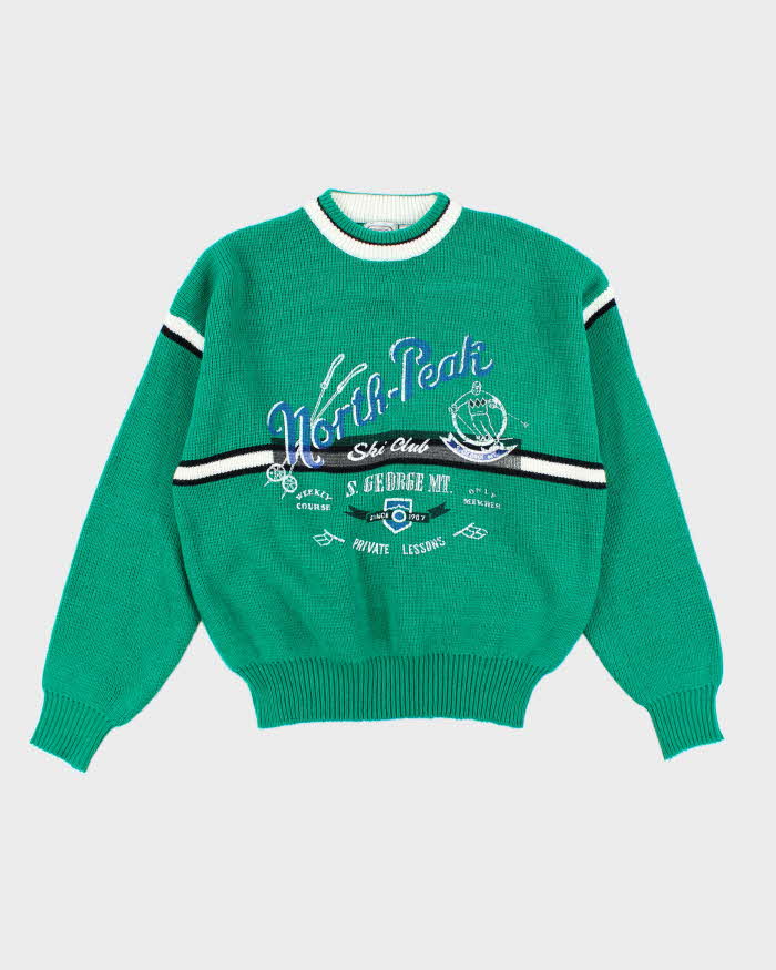Vintage 90's Ski Graphic Printed Chunky Knit Jumper - M
