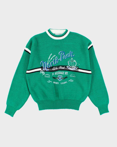 Vintage 90's Ski Graphic Printed Chunky Knit Jumper - M