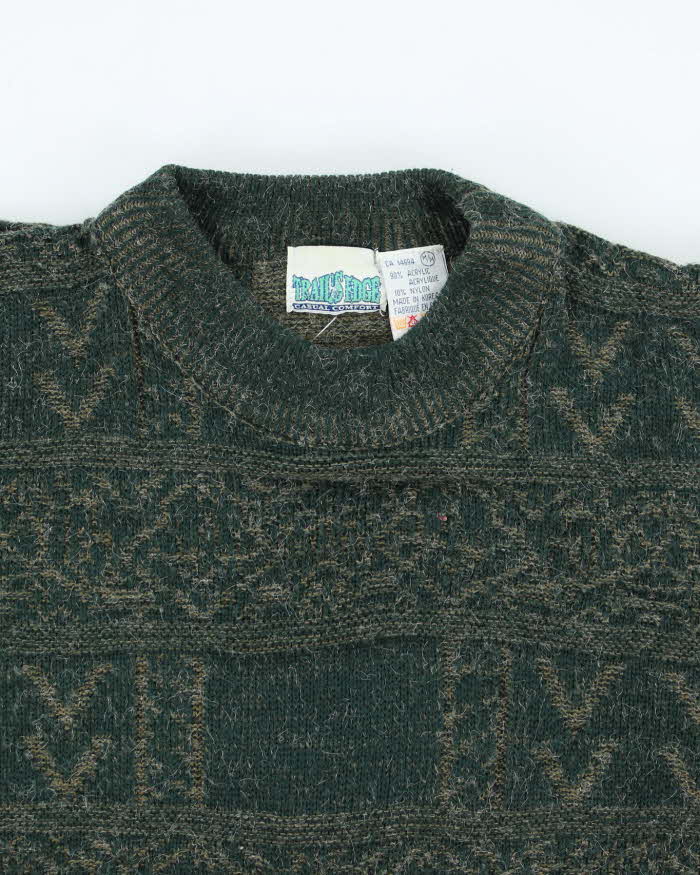 Vintage Trails Edge Green Knit Jumper - M