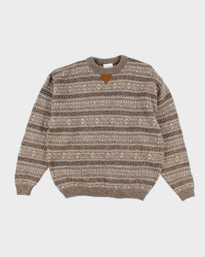 Vintage 90's London Fog Patterned Chunky Knit - XL