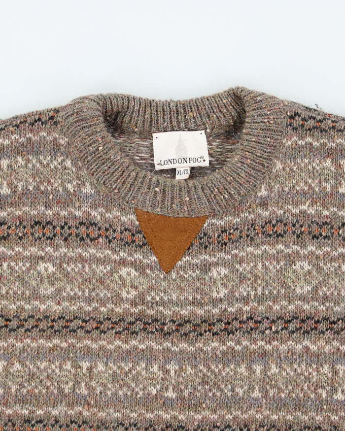 Vintage 90's London Fog Patterned Chunky Knit - XL