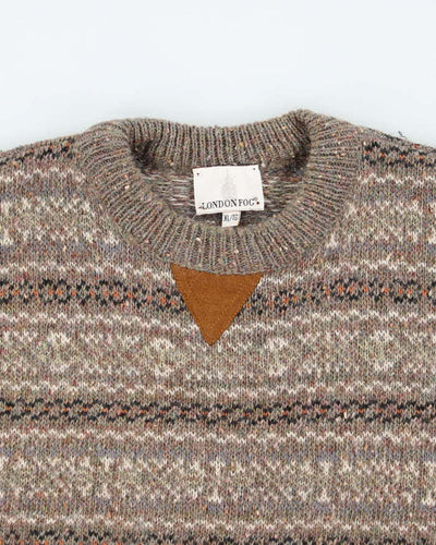 Vintage 90's London Fog Patterned Chunky Knit - XL