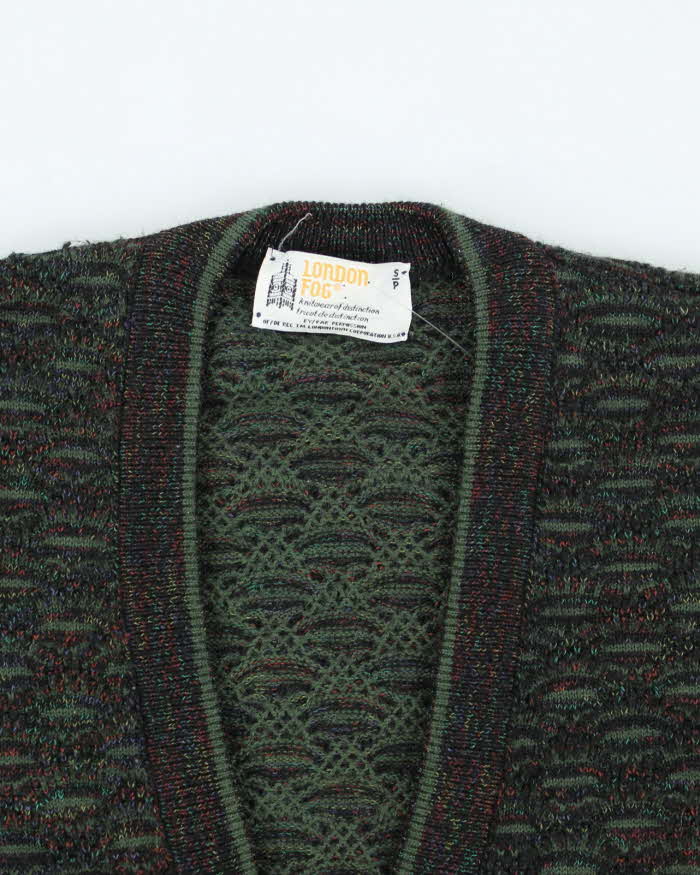 Vintage 90's London Fog Chunky Patterned Knit Cardigan - S