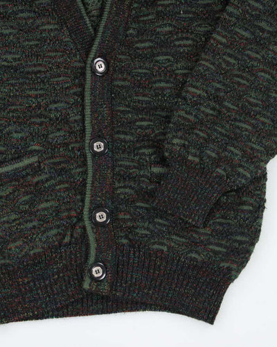 Vintage 90's London Fog Chunky Patterned Knit Cardigan - S