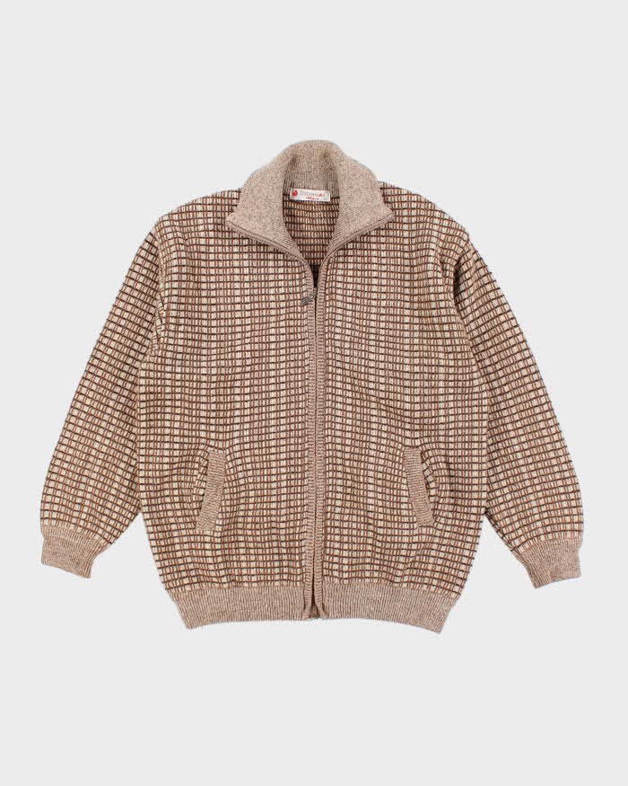 Vintage Oysterman Angora Zip-Up Knit Jumper - L