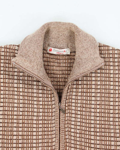 Vintage Oysterman Angora Zip-Up Knit Jumper - L