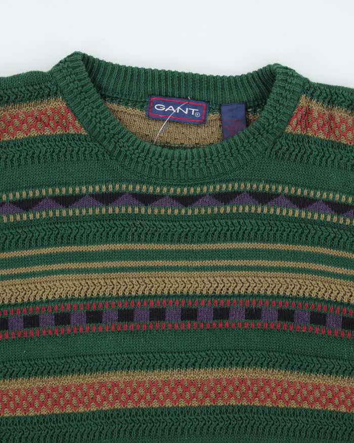 Vintage 90's GANT Patterned Oversized Chunky Knit Jumper - XL