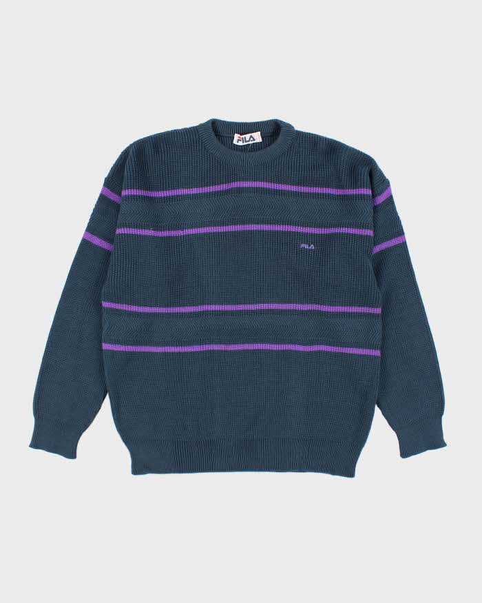 Vintage 90's Fila Striped Chunky Knit Jumper - XXL