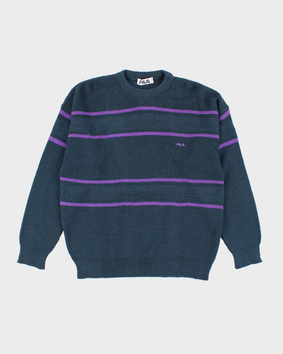 Vintage 90's Fila Striped Chunky Knit Jumper - XXL