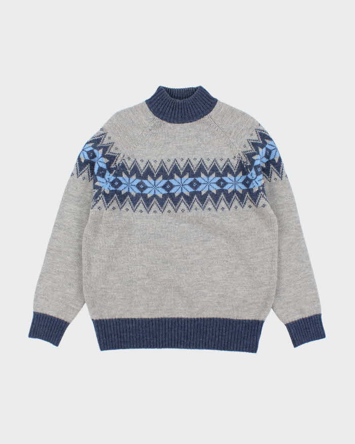 Vintage 2000's R&R Wool Blend Chunky Patterned Knit Jumper - M