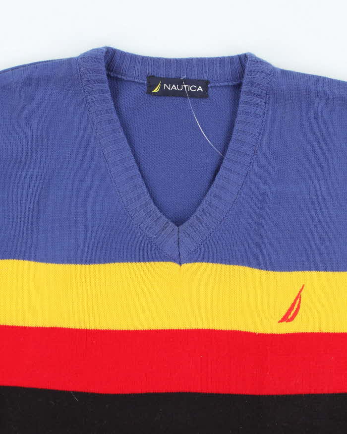 Vintage 2000's Nautica Multi Coloured Tank Knit Jumper - M