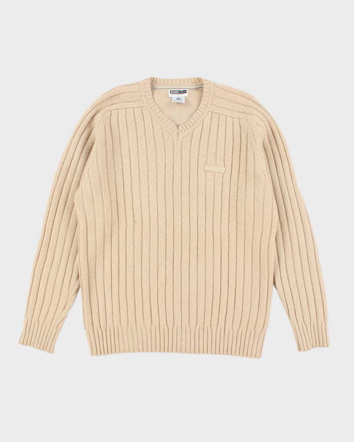 Vintage 90's Giordano Pure Wool V-Neck Chunky Knit - L