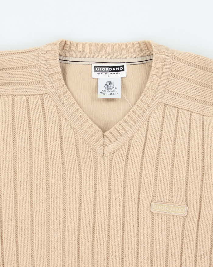 Vintage 90's Giordano Pure Wool V-Neck Chunky Knit - L
