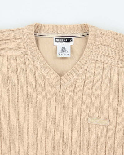 Vintage 90's Giordano Pure Wool V-Neck Chunky Knit - L