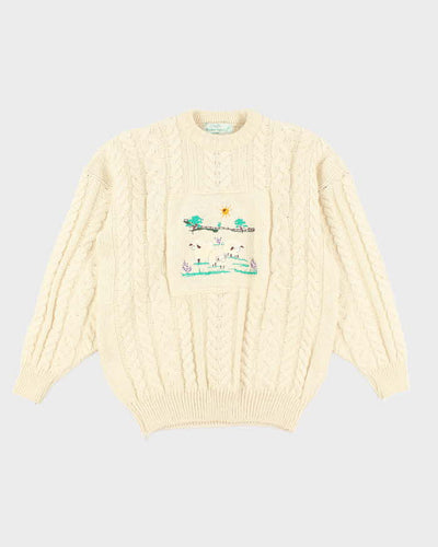 Vintage Quills Aran Knit Wool Jumper - XXL