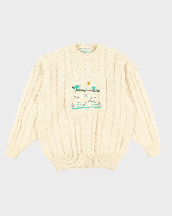 Vintage Quills Aran Knit Wool Jumper - XXL