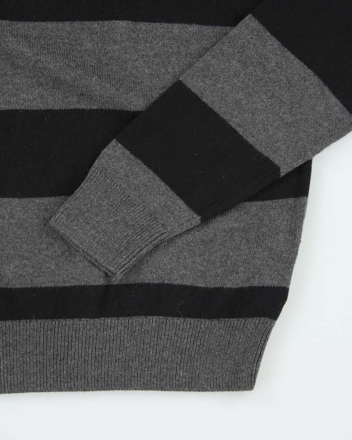 Vintage Tommy Hilfiger Grey Striped Knit Jumper - S
