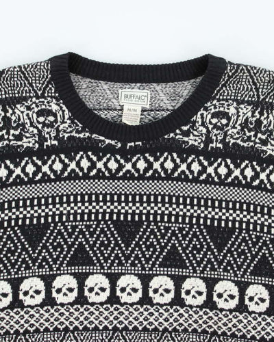 Vintage Y2k 00s Buffalo Wool Blend Skull Jumper - M