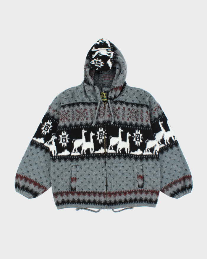 Vintage Ruminahui Wool Alpaca Zip-Up Knit Jumper - S