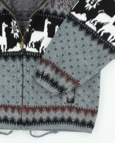 Vintage Ruminahui Wool Alpaca Zip-Up Knit Jumper - S