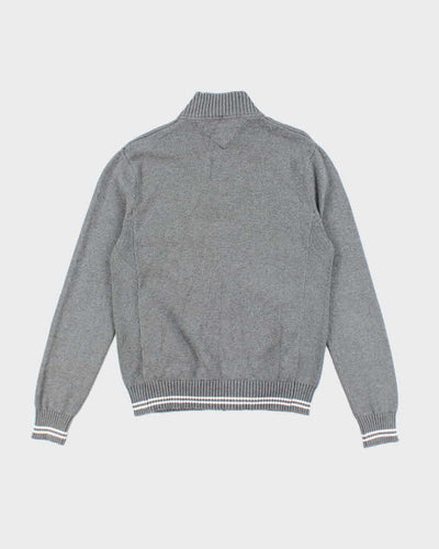 Vintage 2000's Tommy Hilfiger Embroidered Zip Up Chunky Knit Jumper - S