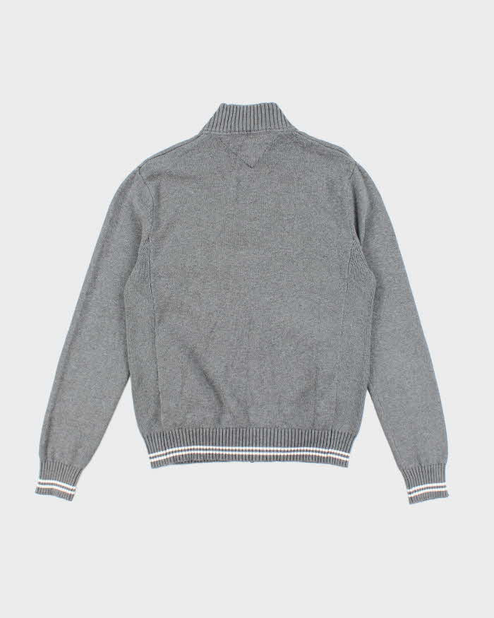Vintage 2000's Tommy Hilfiger Embroidered Zip Up Chunky Knit Jumper - S