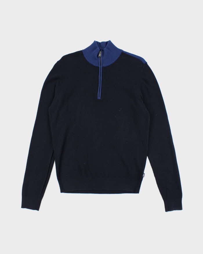 Vintage Hugo Boss Quarter Zip Chunky Knit Jumper - S