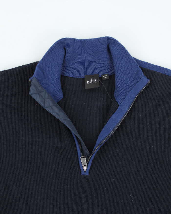 Vintage Hugo Boss Quarter Zip Chunky Knit Jumper - S