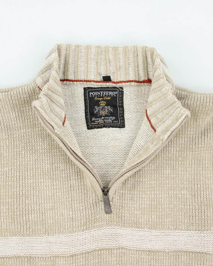 Vintage 2000's Point Zero Quarter Zip Chunky Knit Jumper - M