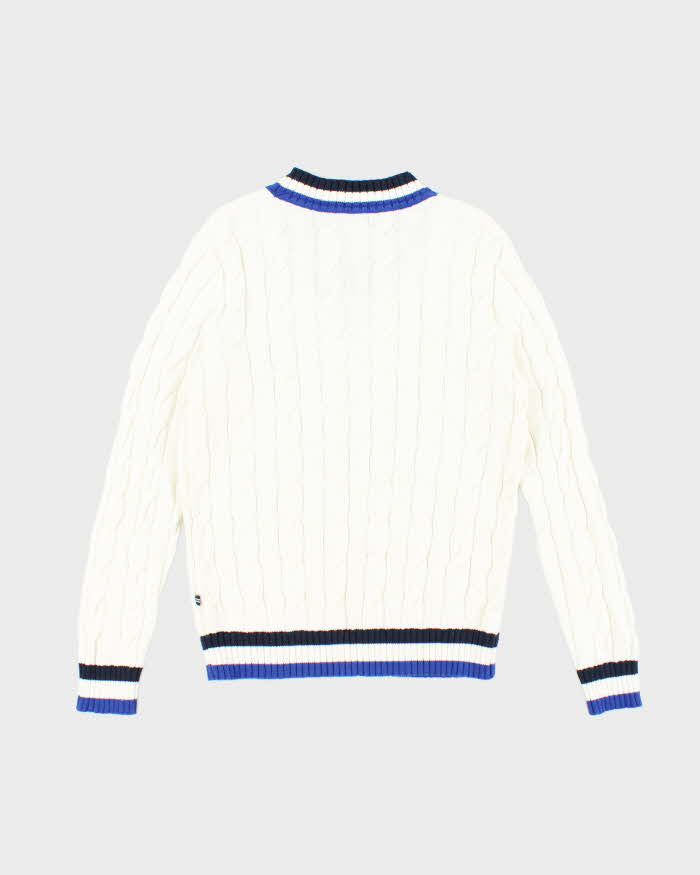 Vintage Nautica V-Neck Cable Knit Jumper - S